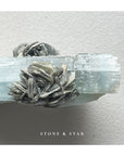 Aquamarine with Silver Mica Rosettes