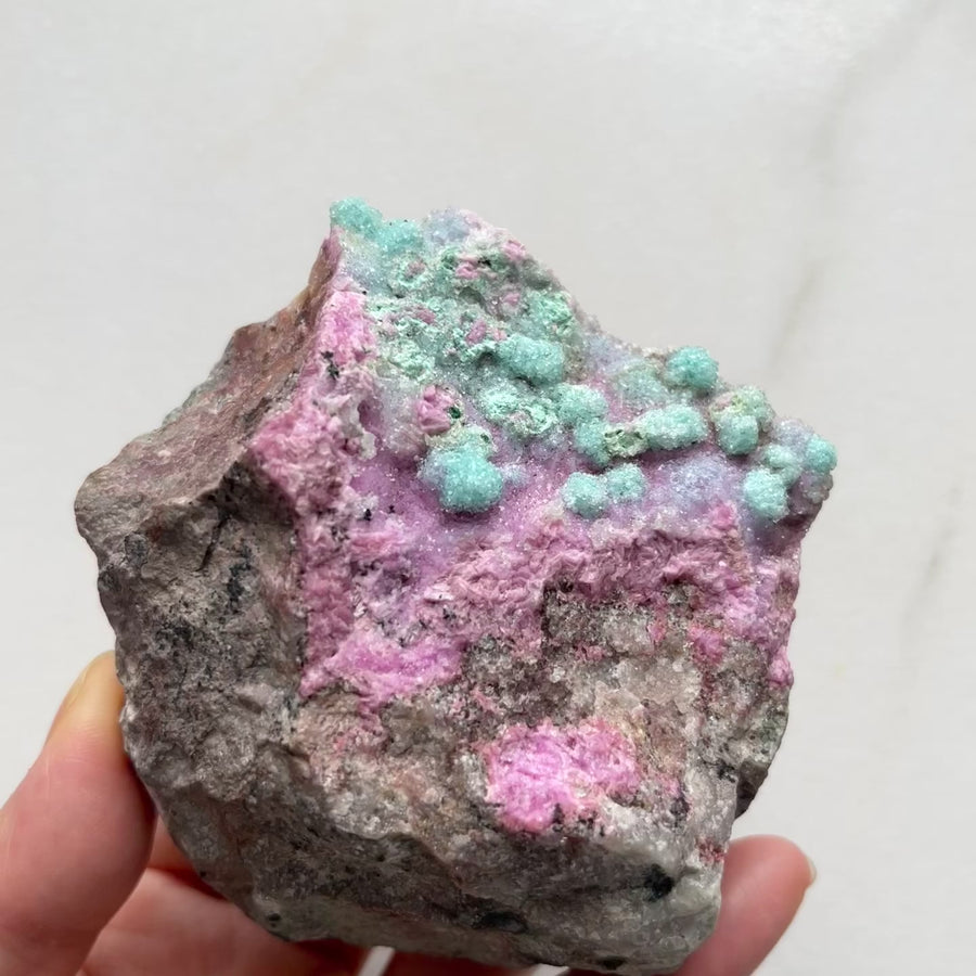Cobaltian Calcite with Botryoidal Chrysocolla