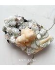 Green, Red, Clear Apophyllite with Peach Stilbite