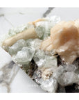 Green, Red, Clear Apophyllite with Peach Stilbite