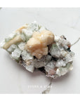 Green, Red, Clear Apophyllite with Peach Stilbite